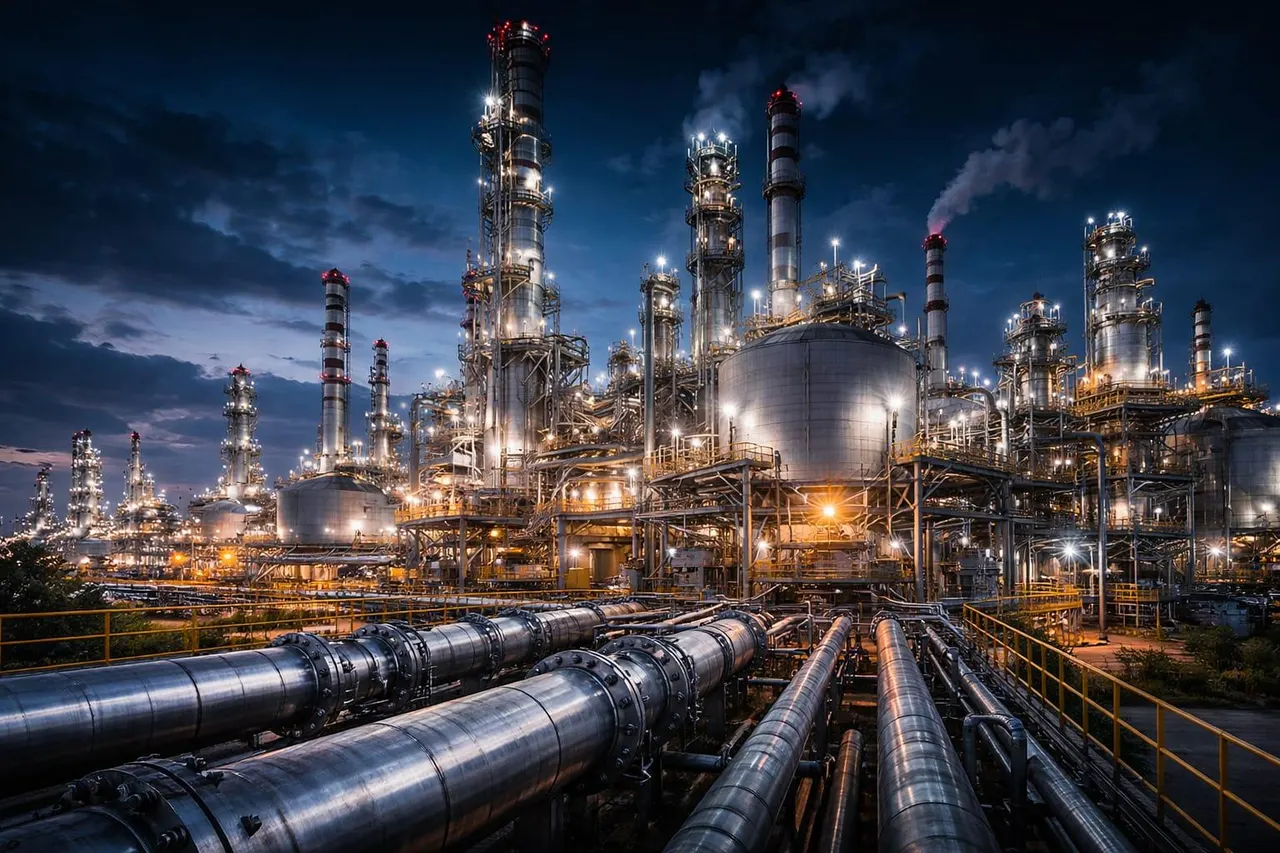 Industrial refinery at night
